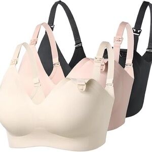 Elegant Women's Bra Trio - Black, Pink, Cream